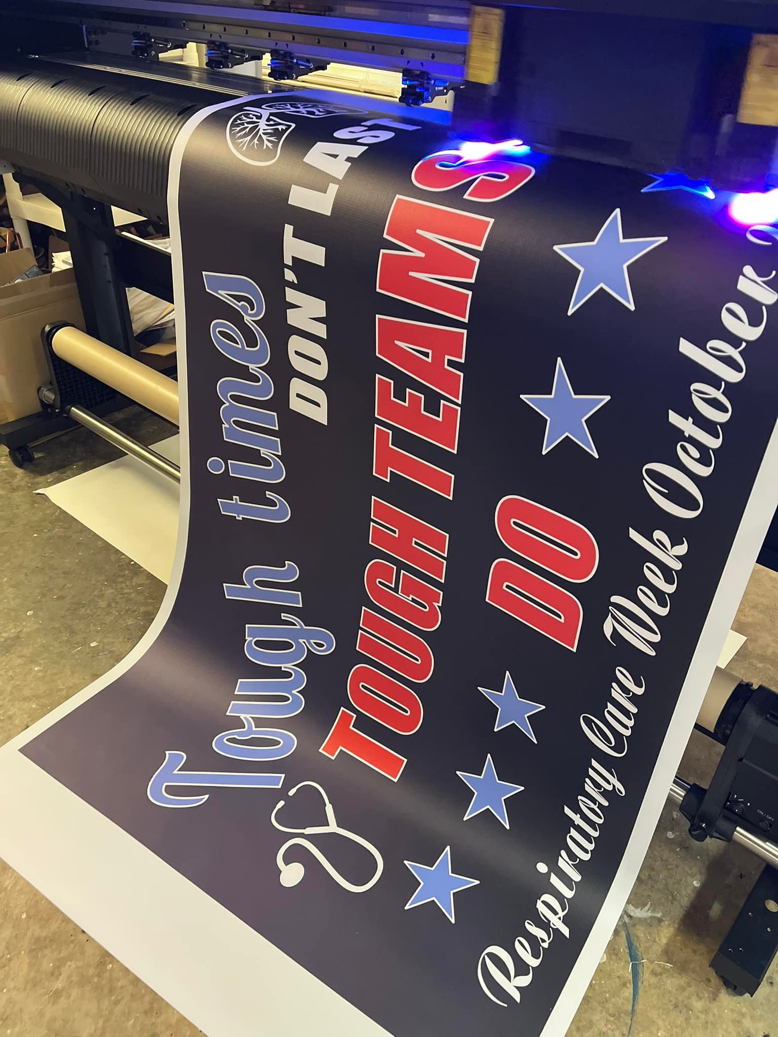 Large promotional banner with vibrant colors for event marketing